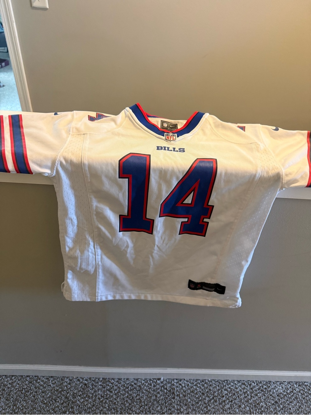 NFL White Buffalo Bills #14 Replica Jersey with Blue & Red Accents